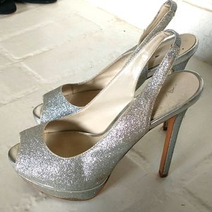 Aldo Silver Sparkle Platform Heels -Size 8.5